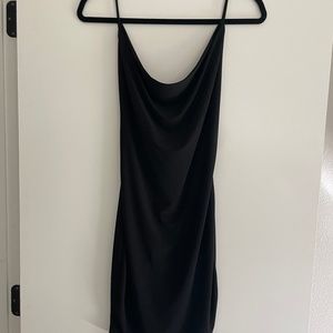 Black cowl mini dress